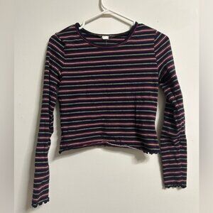 Garage Lettuce Edge Long‎ Sleeve Tee w/ Marianna Blue Stripes